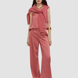 Pink Dijon Silk Satin Trousers - Joseph
