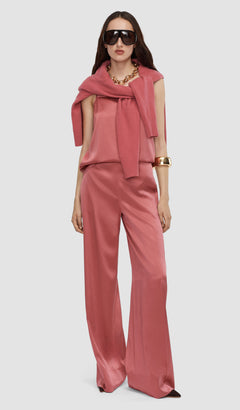 Pink Dijon Silk Satin Trousers - Joseph