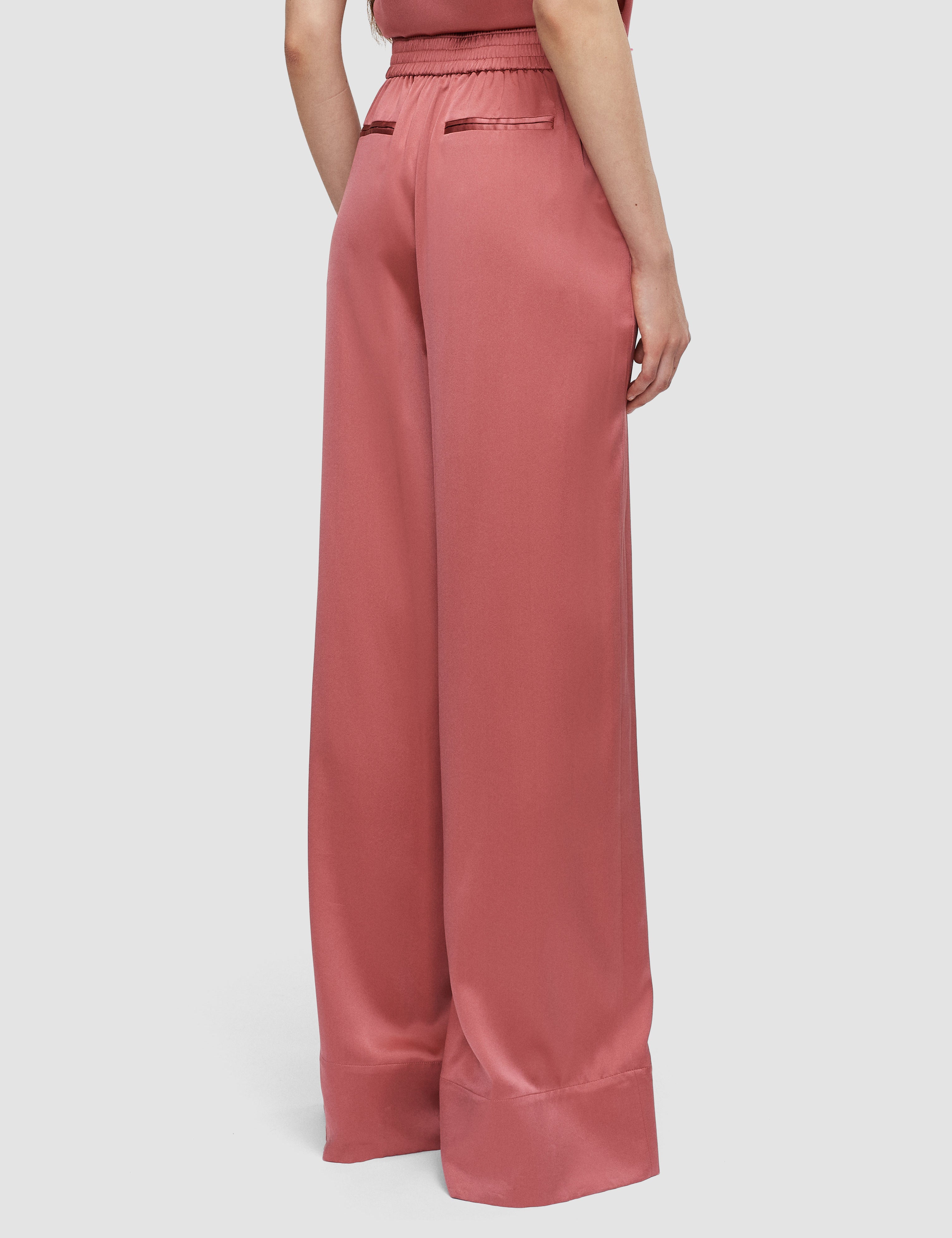 Pink Dijon Silk Satin Trousers - Joseph