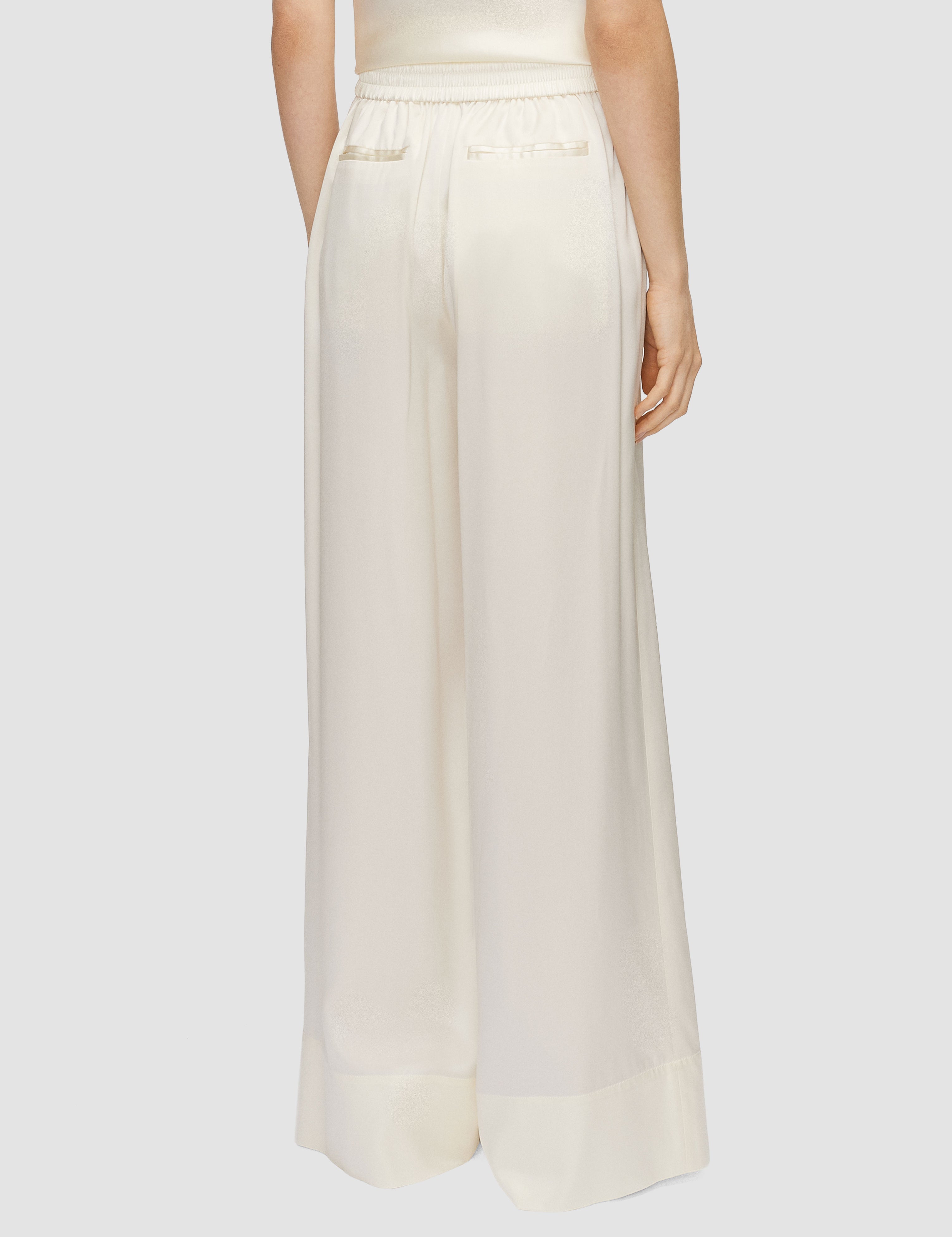 White Dijon Silk Satin Trousers - Joseph