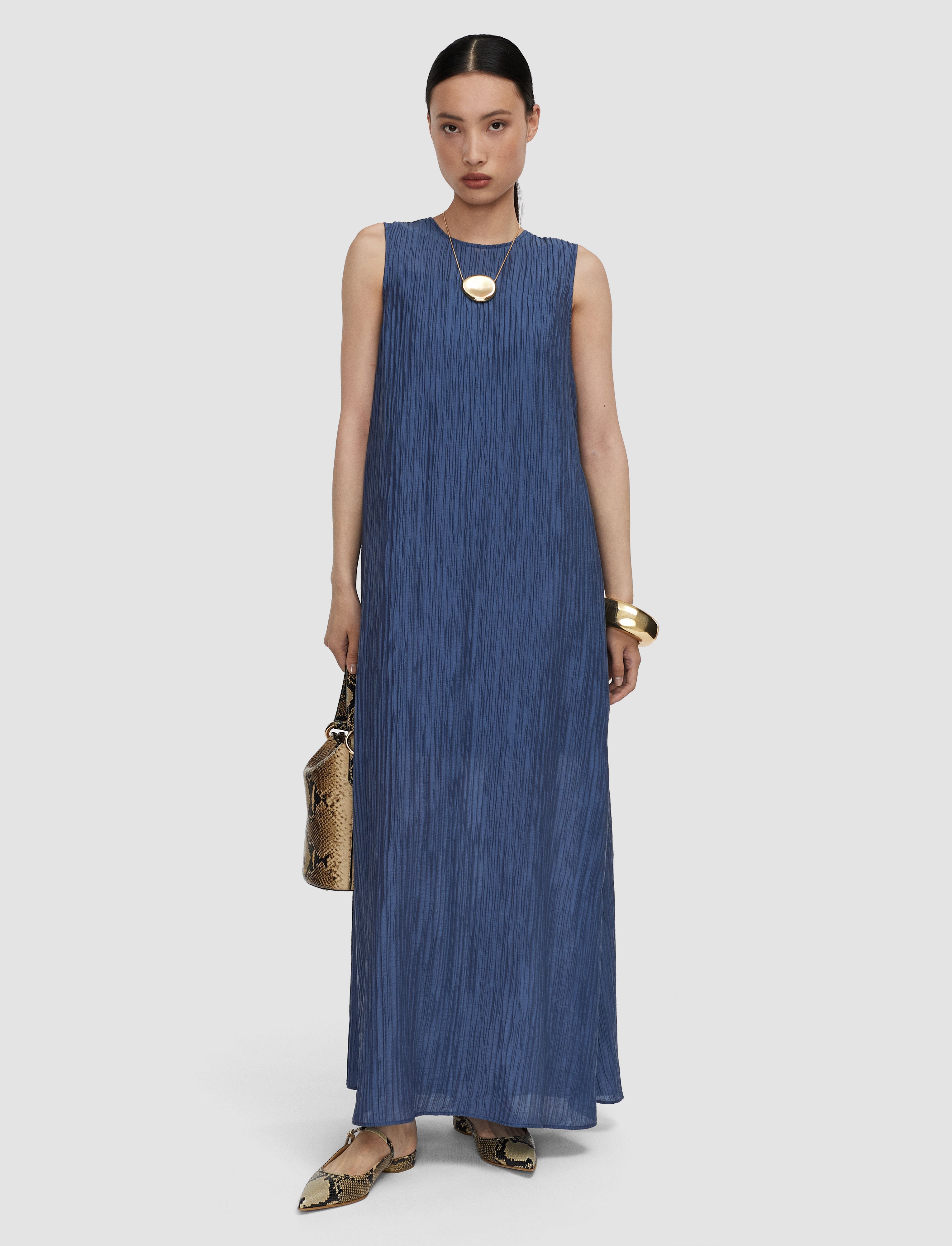 blue-dion-fluid-crinkle-dress-JOSEPH