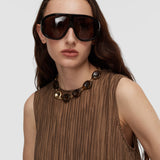 Brown Dion Fluid Crinkle Dress - Joseph