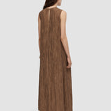 Brown Dion Fluid Crinkle Dress - Joseph