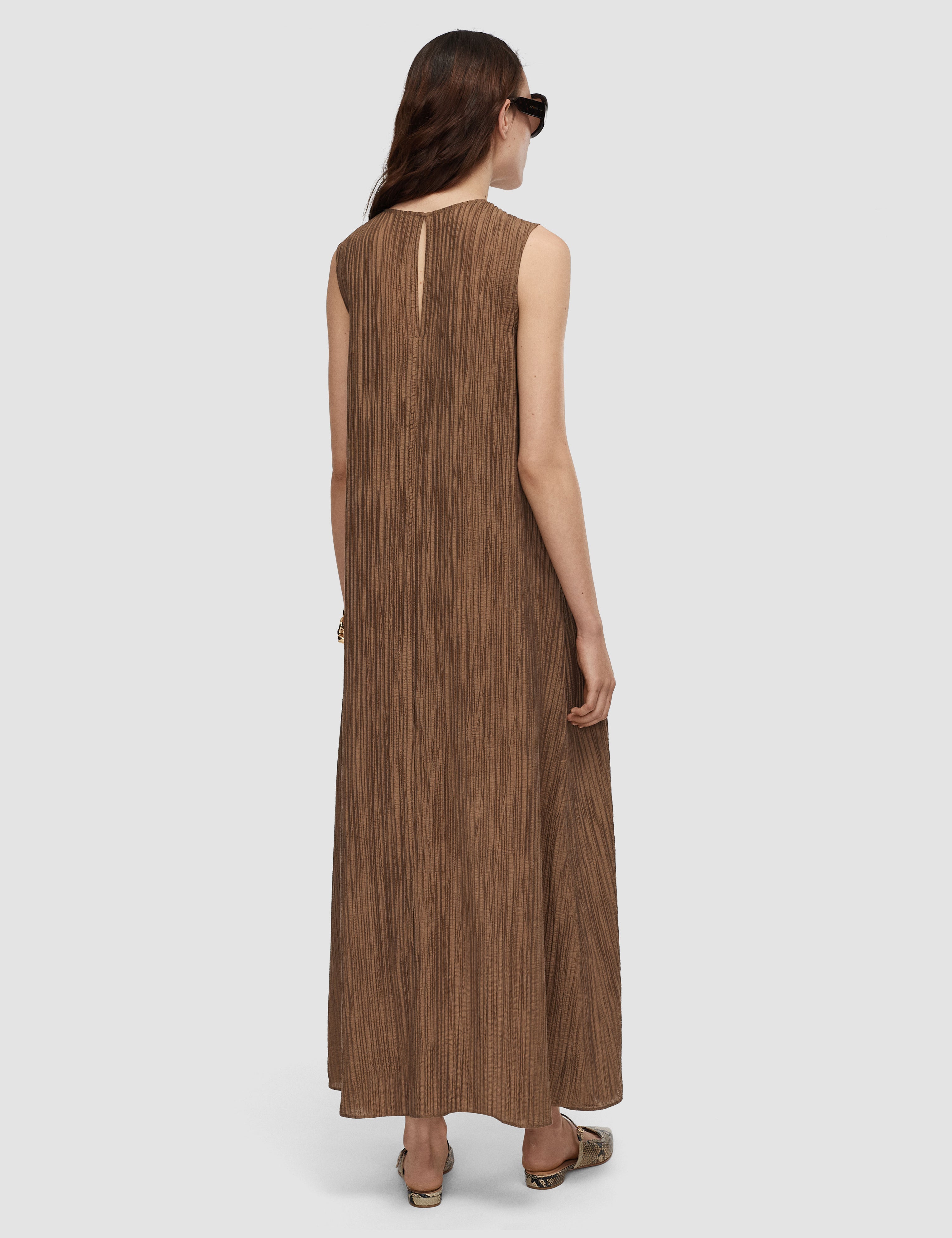Brown Dion Fluid Crinkle Dress - Joseph