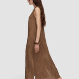 Brown Dion Fluid Crinkle Dress - Joseph