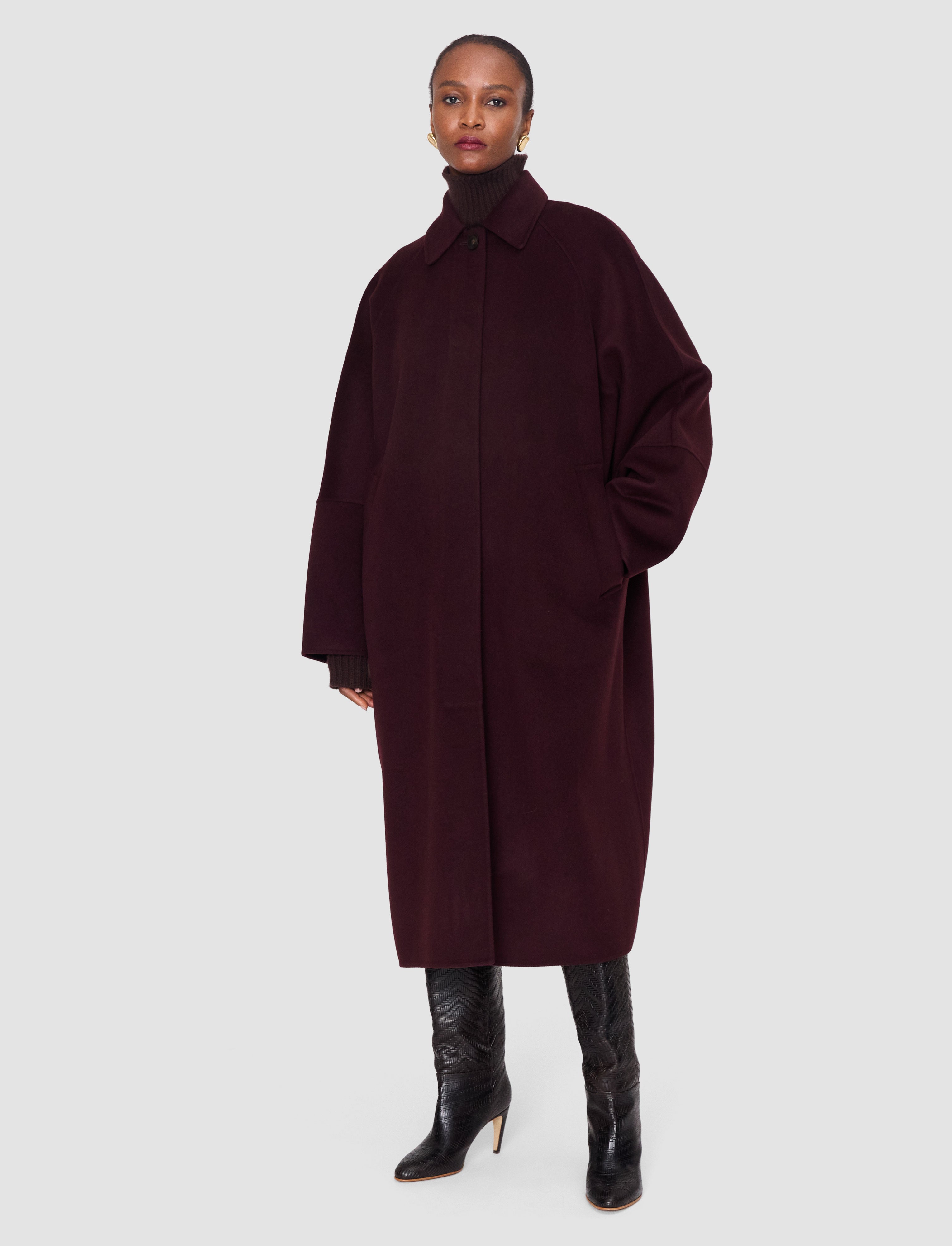 Donna Double Face Cashmere Coat in Purple | JOSEPH AT
