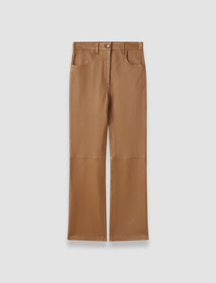 Brown Duke Leather Stretch Trousers - Joseph