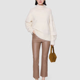 Brown Duke Leather Stretch Trousers - Joseph