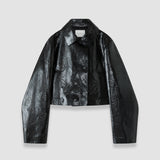 Black Edale Scaled Leather Jacket - Joseph