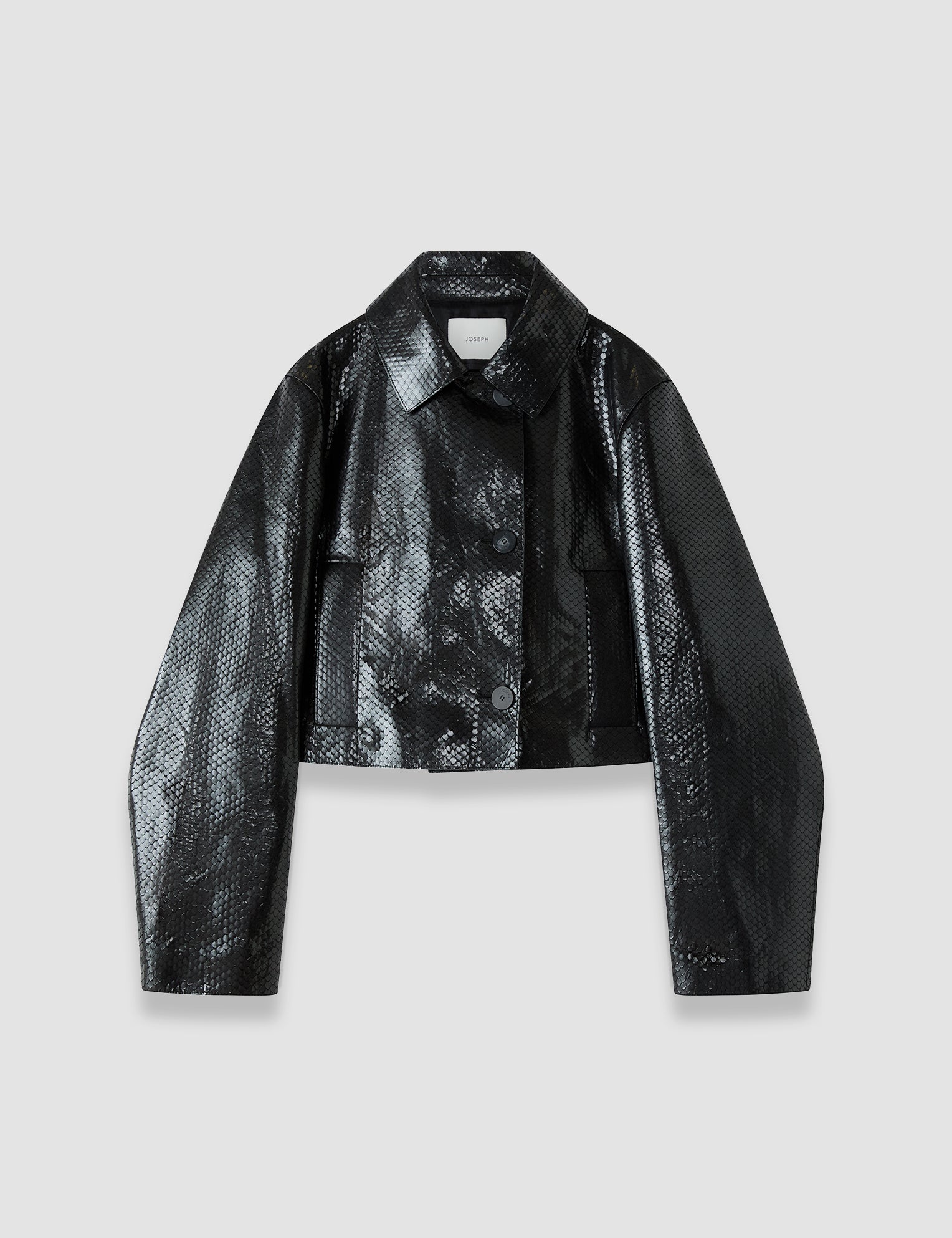Black Edale Scaled Leather Jacket - Joseph