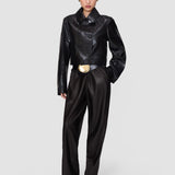 Black Edale Scaled Leather Jacket - Joseph
