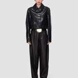 Black Edale Scaled Leather Jacket - Joseph
