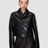 Black Edale Scaled Leather Jacket - Joseph