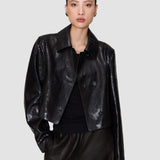 Black Edale Scaled Leather Jacket - Joseph