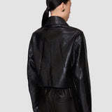 Black Edale Scaled Leather Jacket - Joseph
