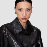 Black Edale Scaled Leather Jacket - Joseph