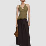 Brown Elba Silk Blend Crepe Skirt - Joseph