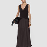 Brown Elba Silk Blend Crepe Skirt - Joseph