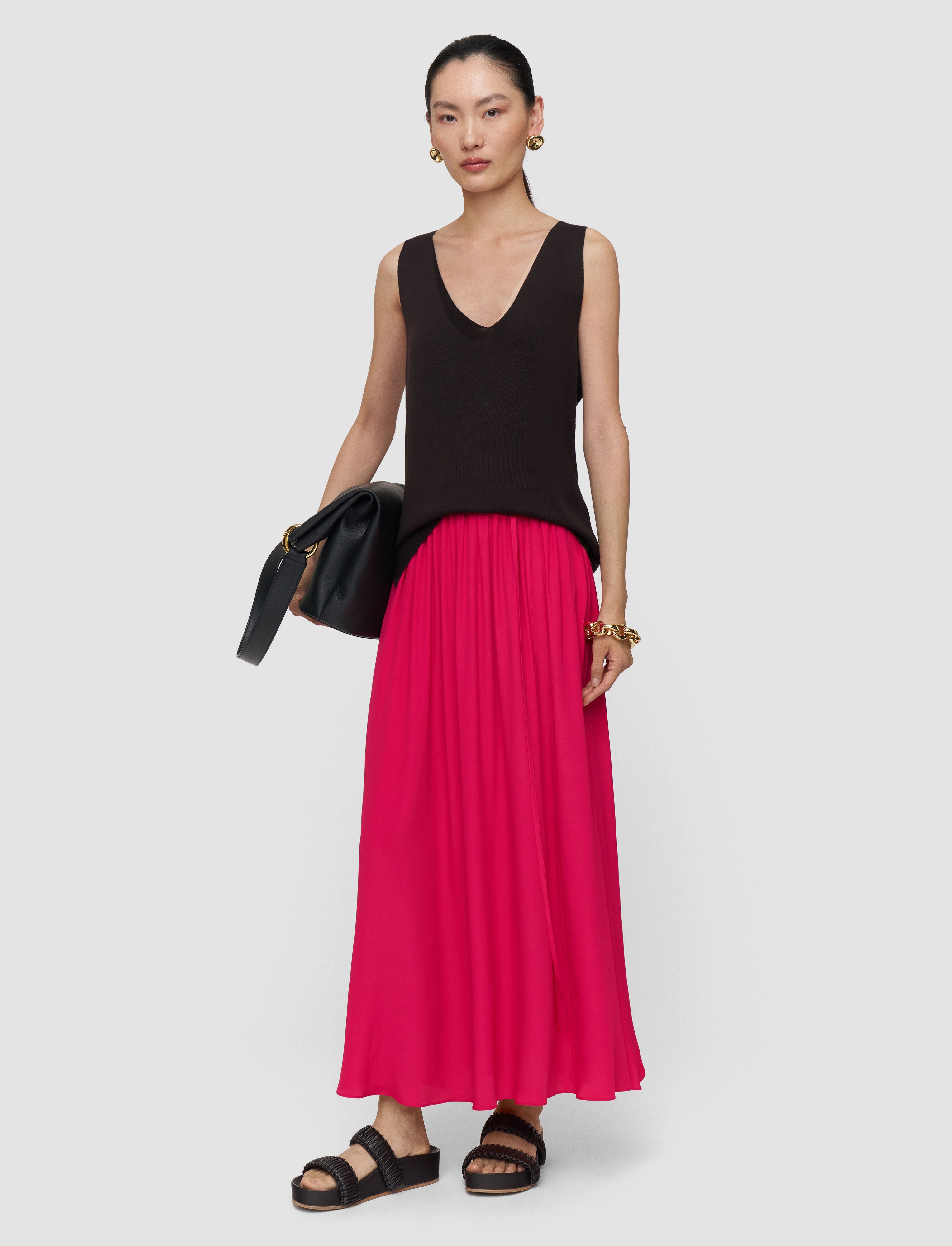 ピンク-elba-silk-blend-crepe-スカート-JOSEPH