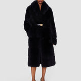 Brown Elektra Long Hair Shearling Coat - Joseph