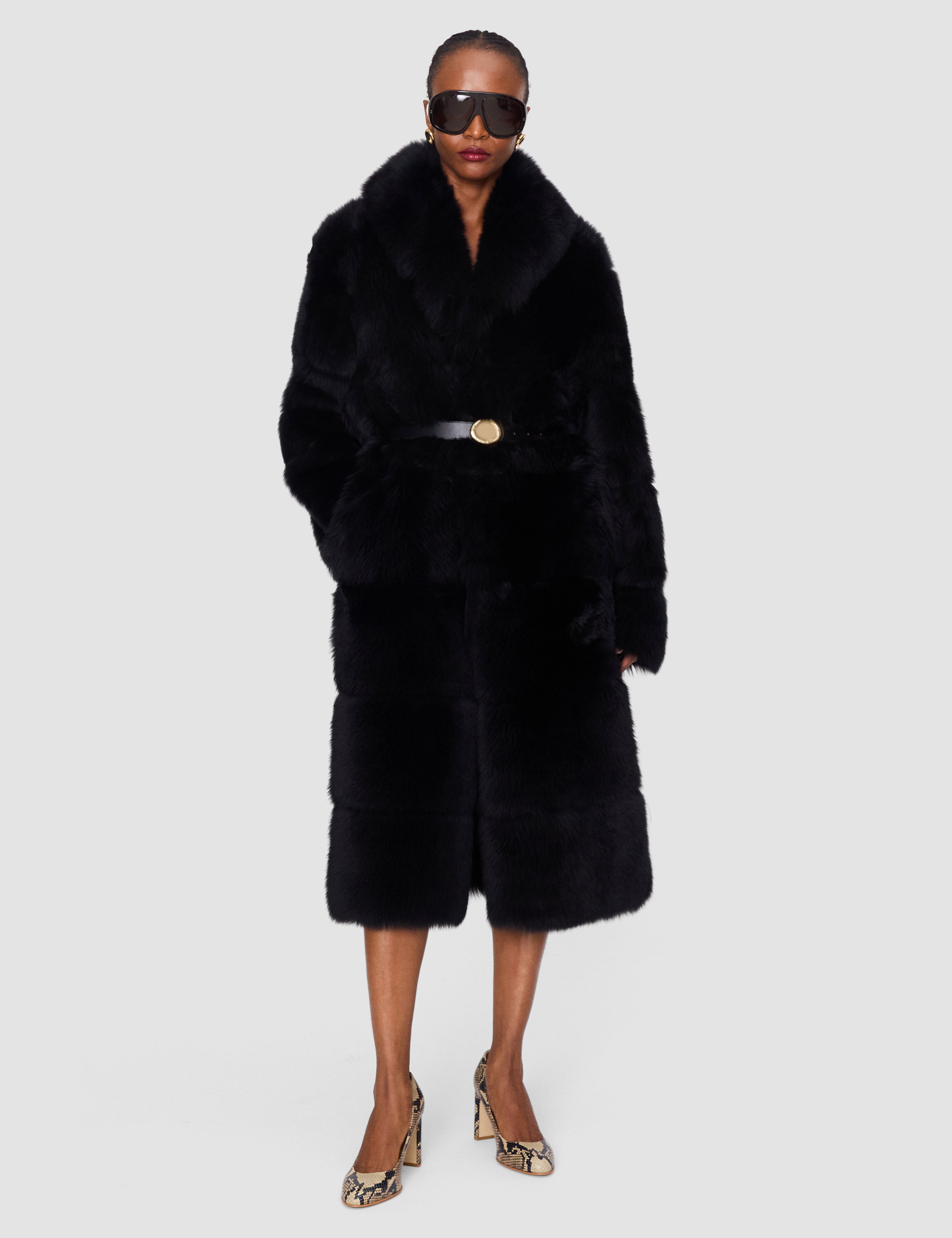 Brown Elektra Long Hair Shearling Coat - Joseph