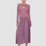 Purple Ella Knit Weave Plissé Culottes - Joseph