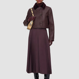 Purple Ella Knit Weave Plissé Culottes - Joseph