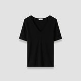 Elly Silk Stretch V Neck Top