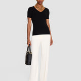 Black Elly Silk Stretch V Neck Top - Joseph