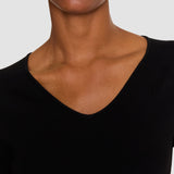 Black Elly Silk Stretch V Neck Top - Joseph
