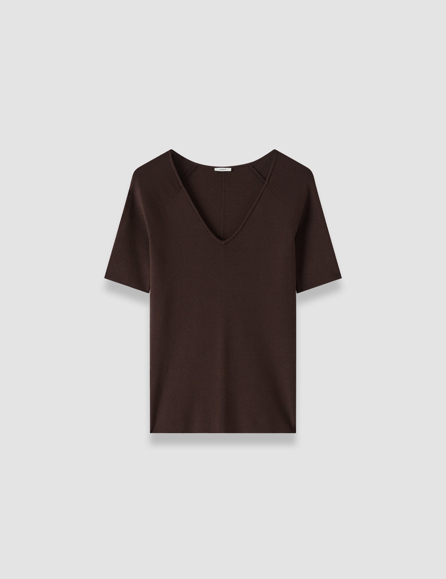 Brown Elly Silk Stretch V Neck Top - Joseph
