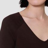 Brown Elly Silk Stretch V Neck Top - Joseph