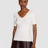 Ivory Elly Silk Stretch V Neck Top - Joseph