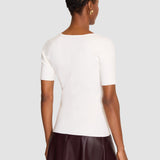 Ivory Elly Silk Stretch V Neck Top - Joseph