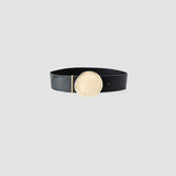 Black Elodie Bean Wide Leather Belt - Joseph