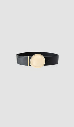 Black Elodie Bean Wide Leather Belt - Joseph