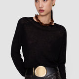 Black Elodie Smooth Nappa Leather Belt - Joseph
