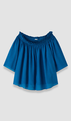 Blue Emi Textured Silk Top - Joseph