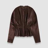 Brown Eris Silk Linen Blend Blouse - Joseph