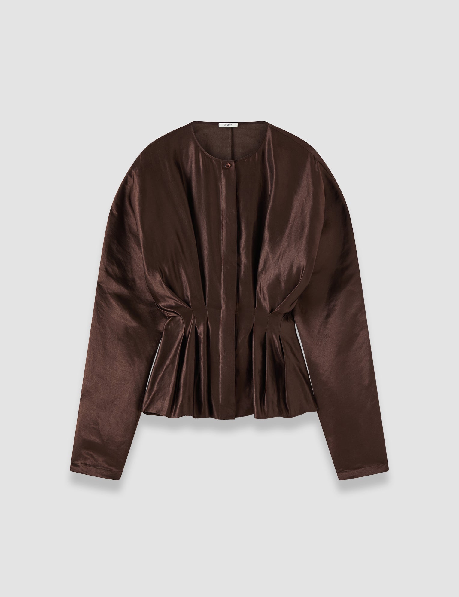 Brown Eris Silk Linen Blend Blouse - Joseph