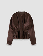 Brown Eris Silk Linen Blend Blouse - Joseph