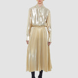 Gold Essai Lamé Silk Skirt - Joseph