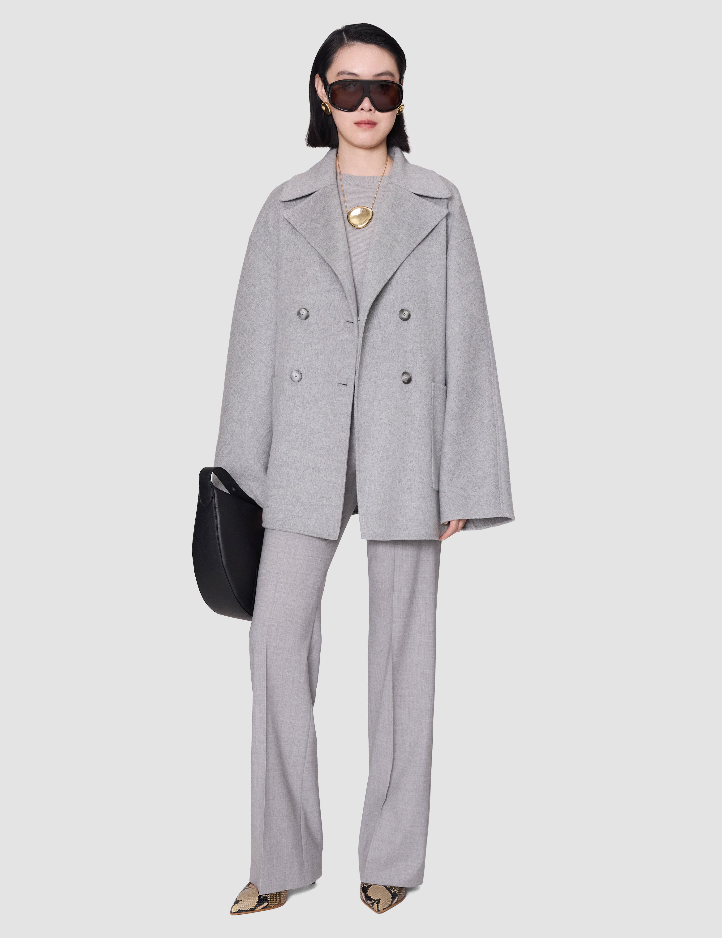 Grey Flavia Double Face Cashmere Coat - Joseph