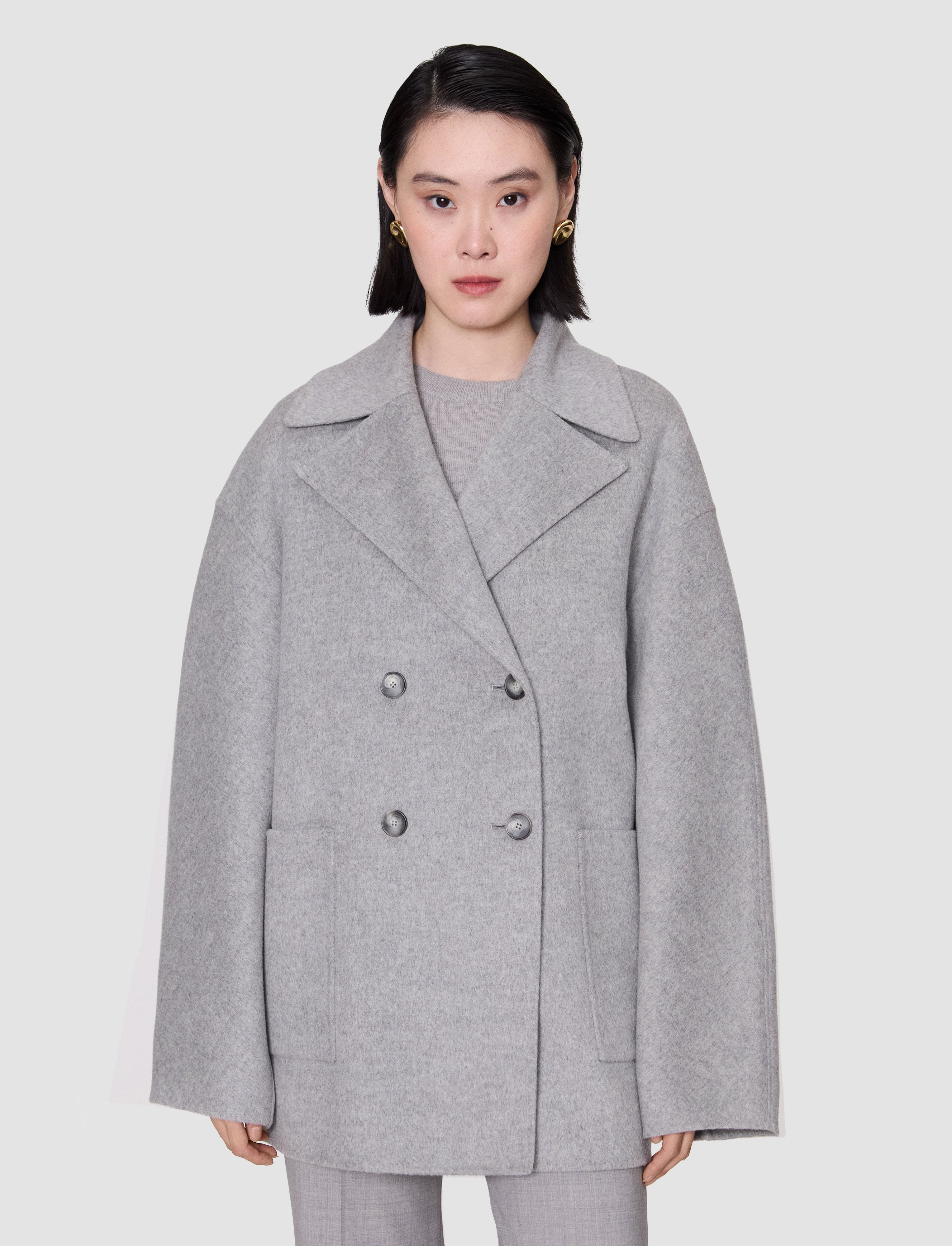 【美品】JOSEPH カシミヤ混 リバーベルテッドコート S グレー フラビア Double Face Cashmere コート - グレー | JOSEPH JP