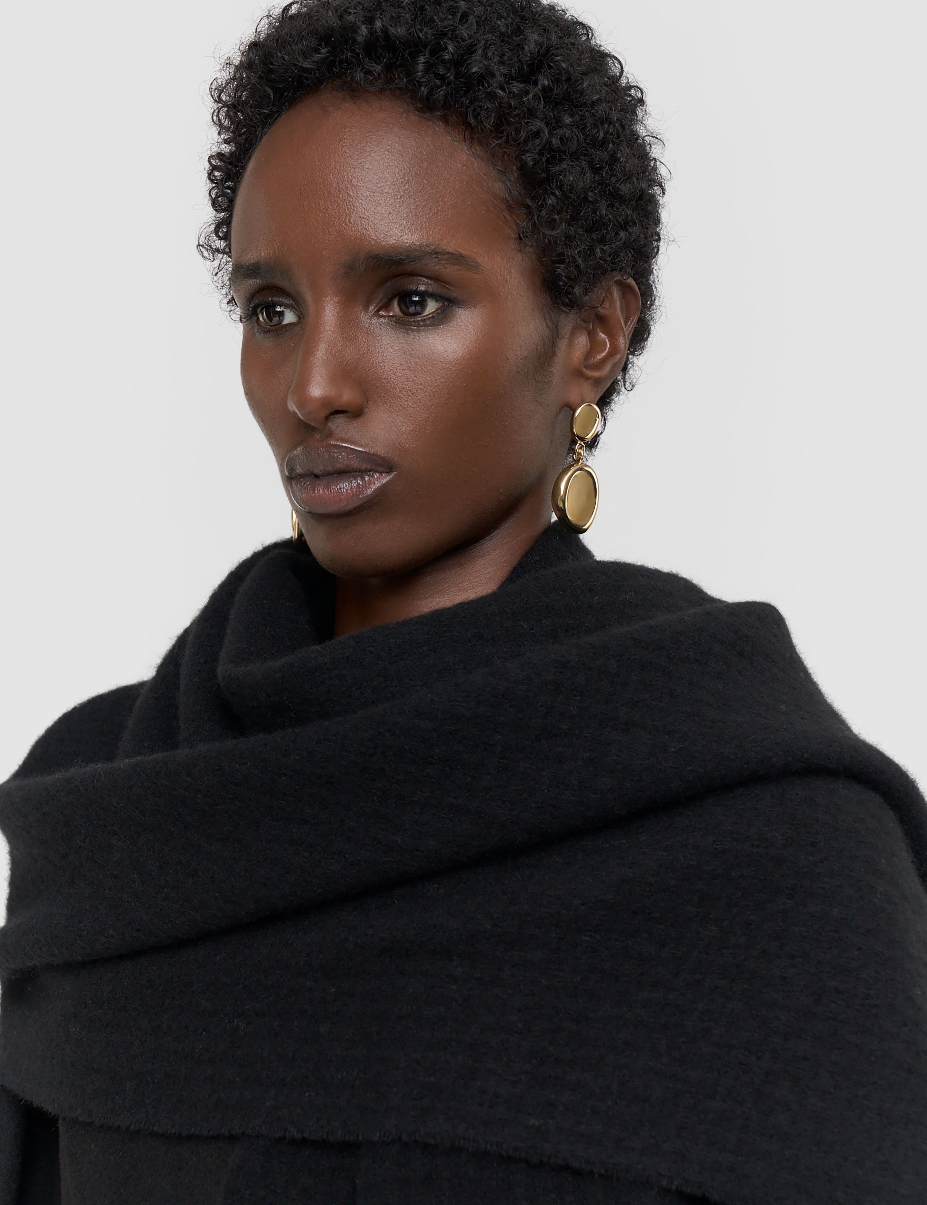 Black Flora Waffle Wool Scarf - Joseph