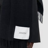 Black Flora Waffle Wool Scarf - Joseph