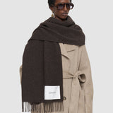 Brown Flora Waffle Wool Scarf - Joseph