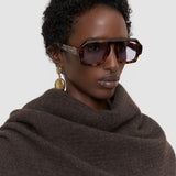 Brown Flora Waffle Wool Scarf - Joseph