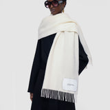 White Flora Waffle Wool Scarf - Joseph