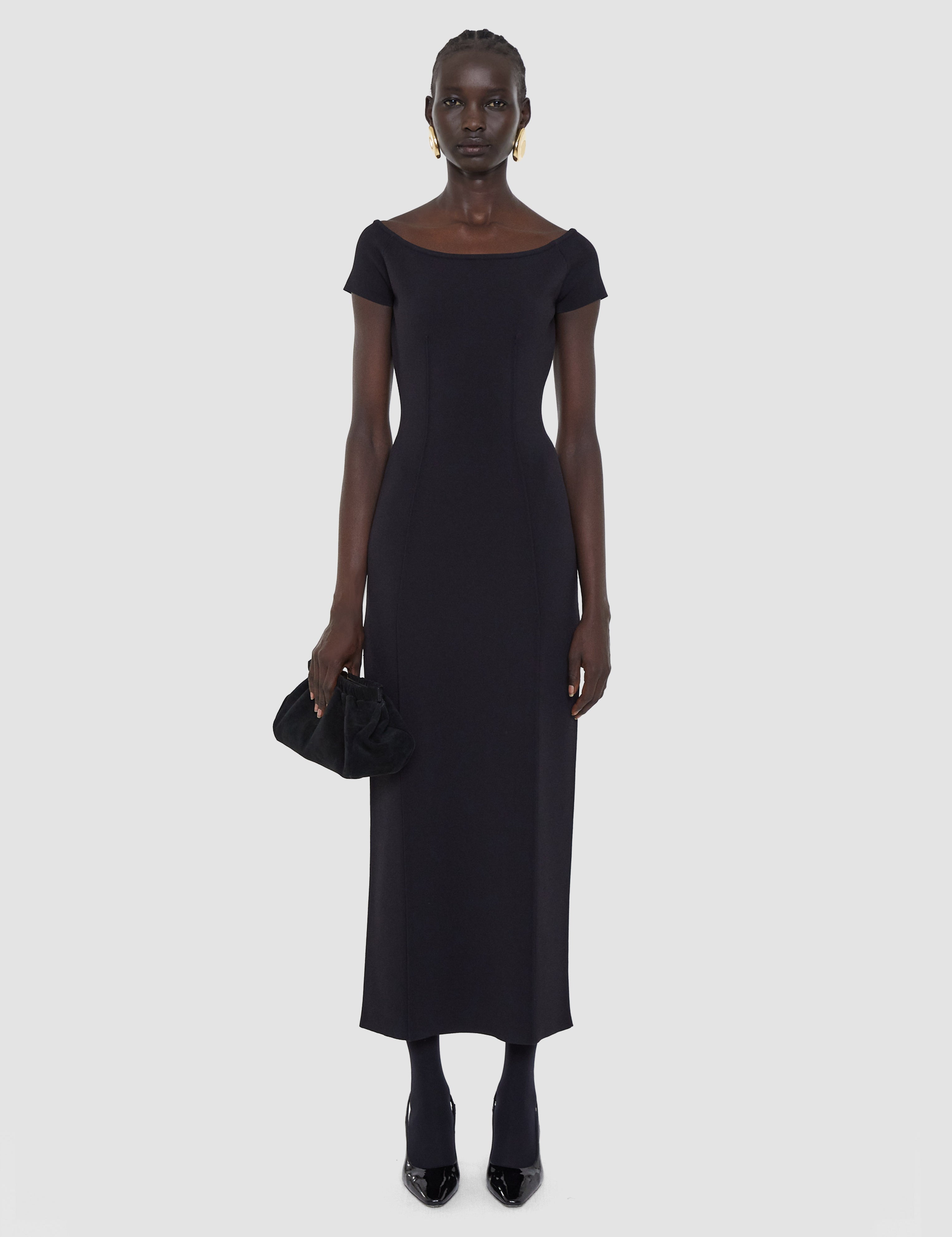 Black Foin Compact Milano Knit Dress - Joseph